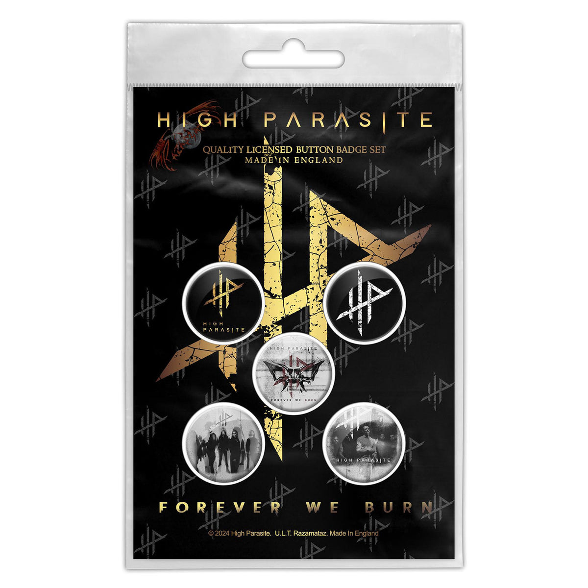 High Parasite Forever We Burn Pewter Pin Badge Front