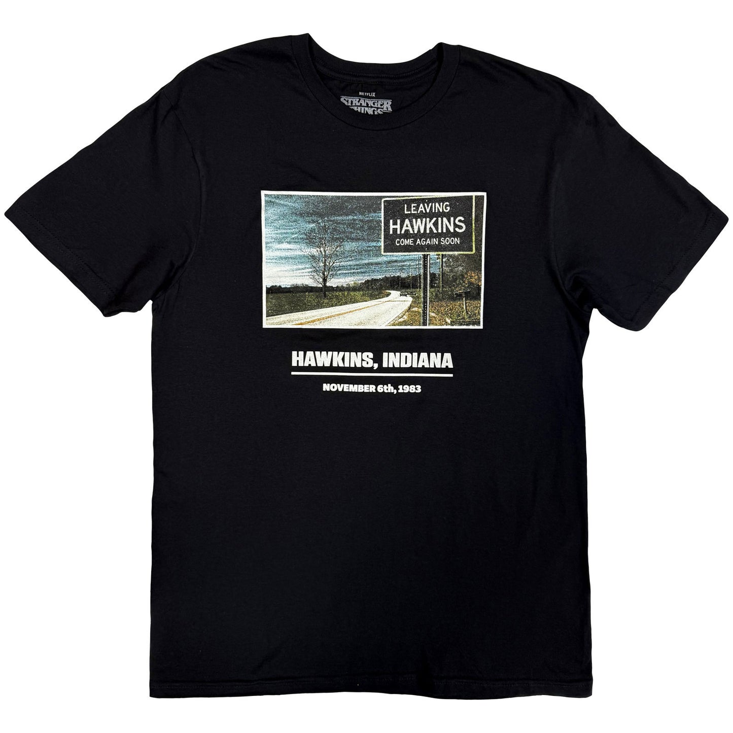 Stranger Things Hawkins Indiana T-shirt Front