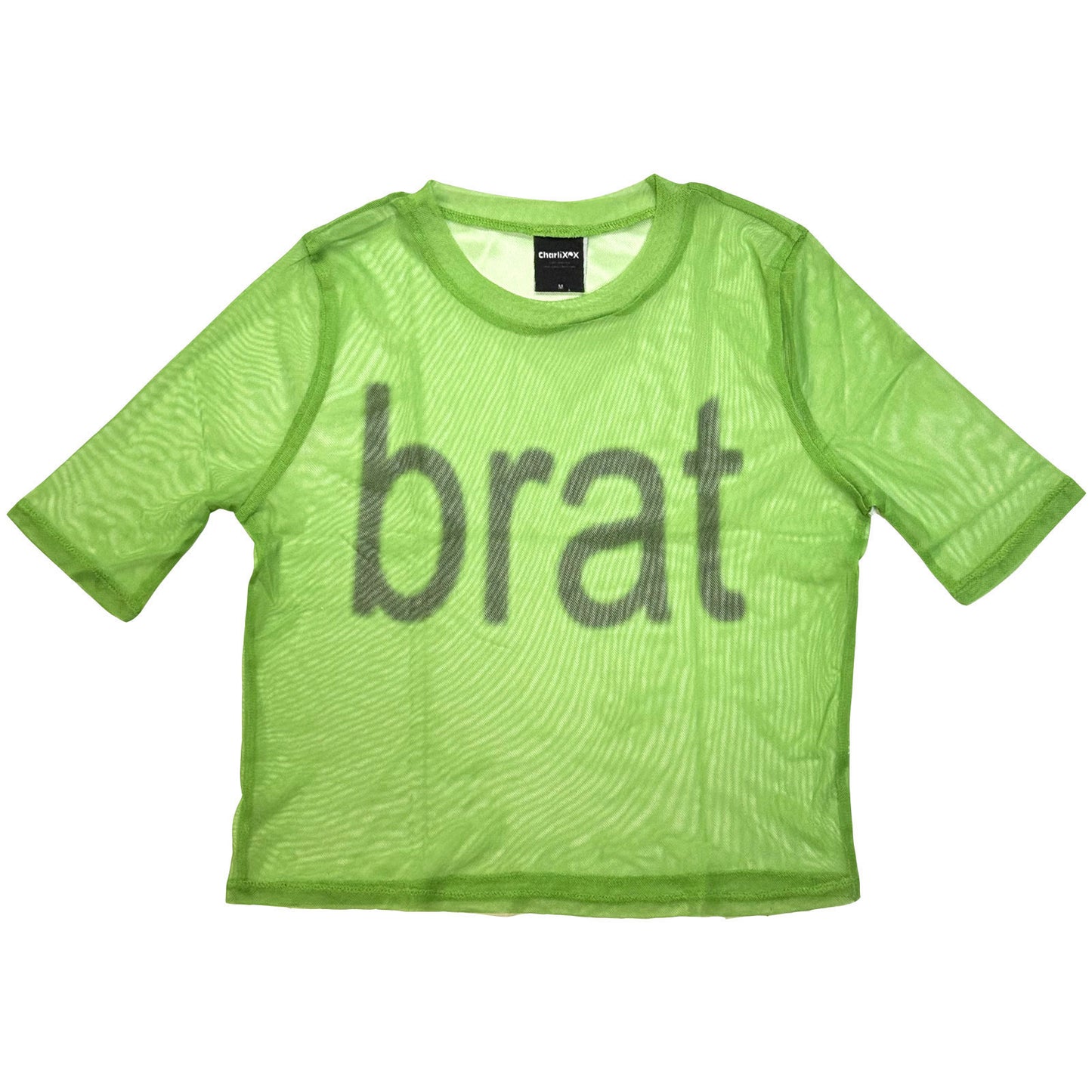 Charli XCX Brat Logo Mesh Crop Top Girls Jr Front