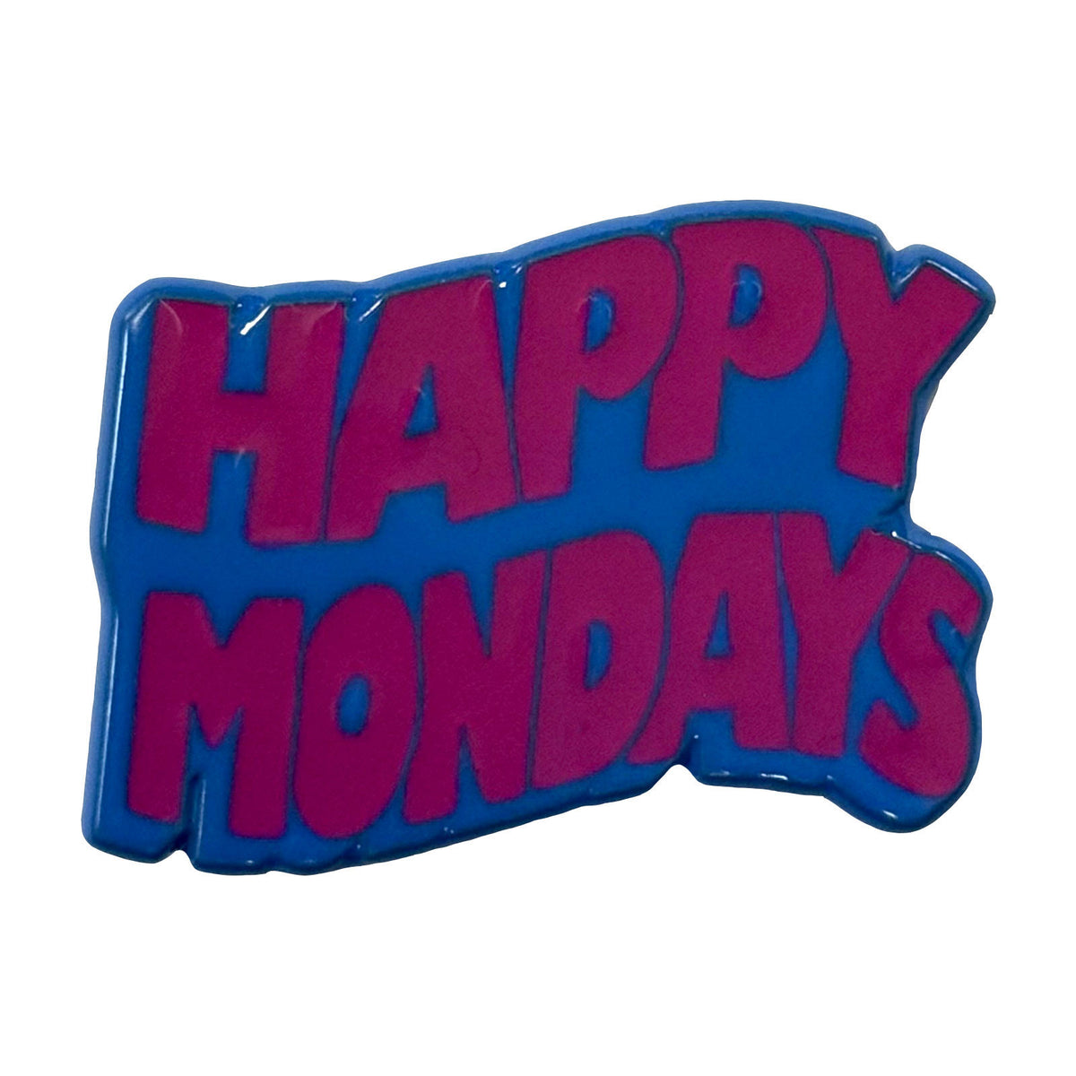 Happy Mondays Wavy Logo Pewter Pin Badge Front