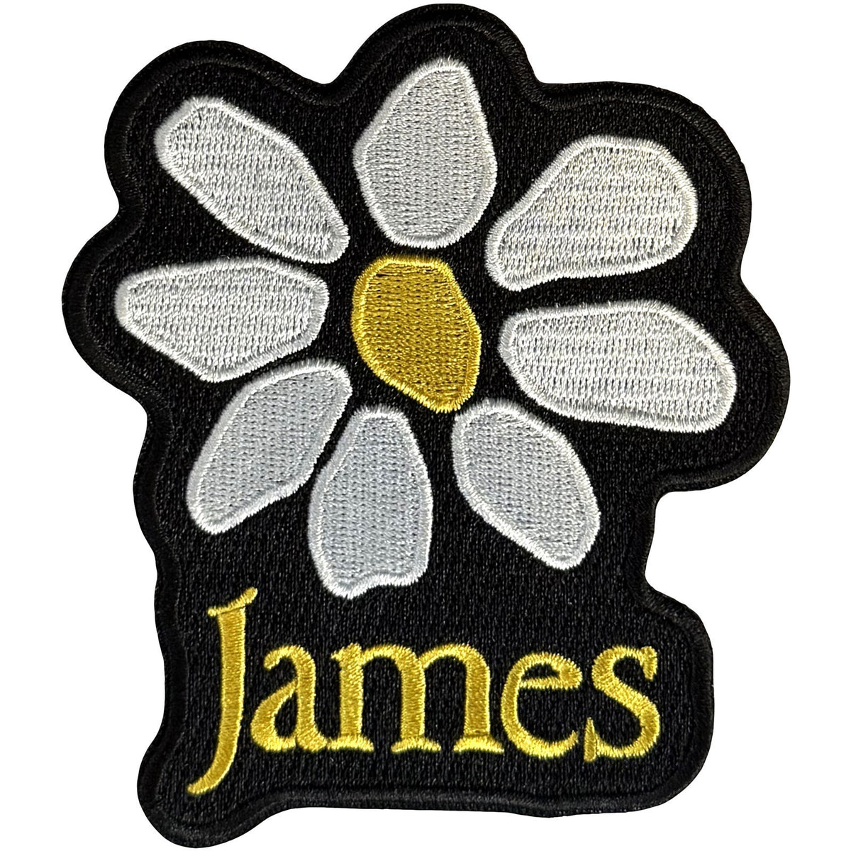 James Yellow Logo White Daisy Woven Patch Front