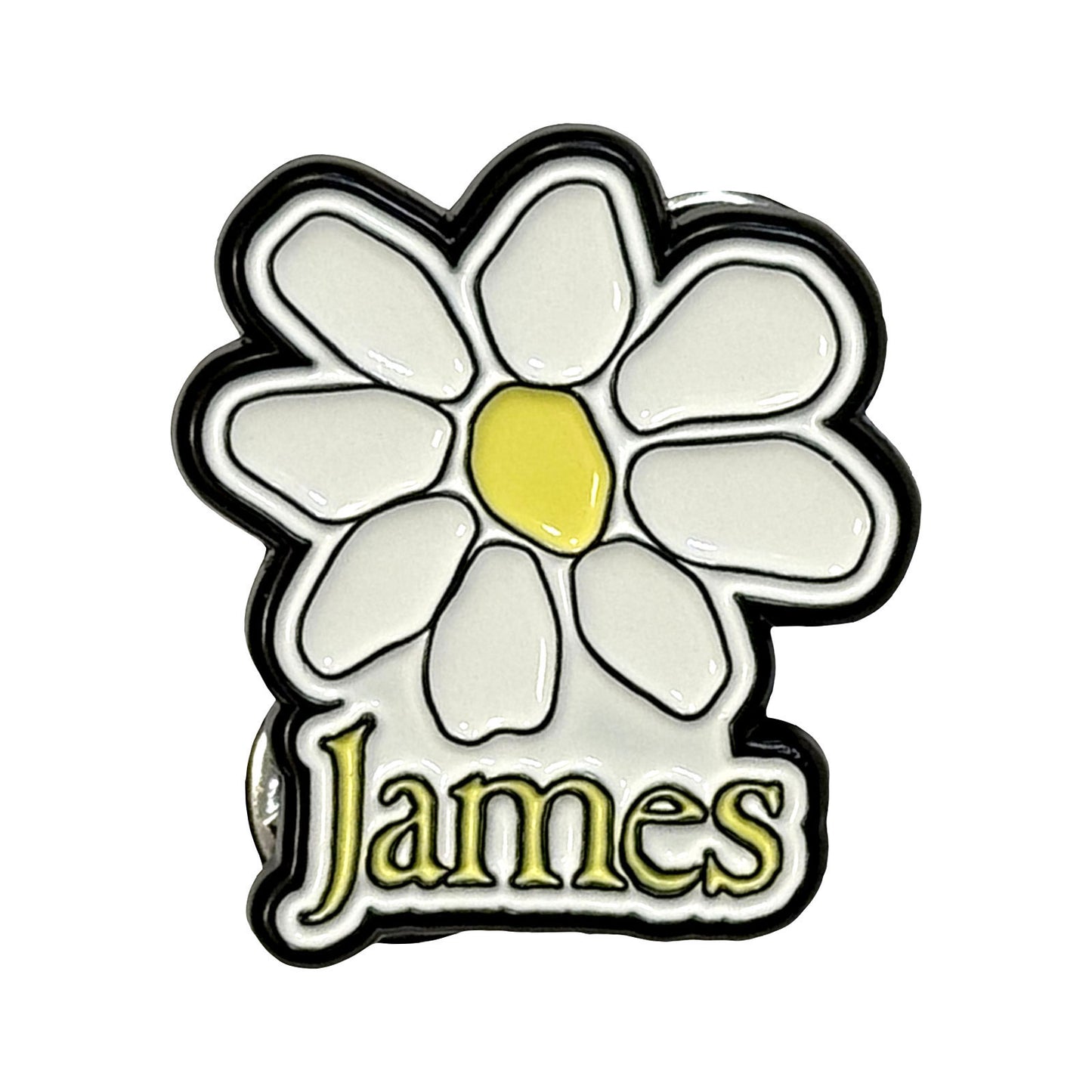 Yellow Logo White Daisy Pewter Pin Badge