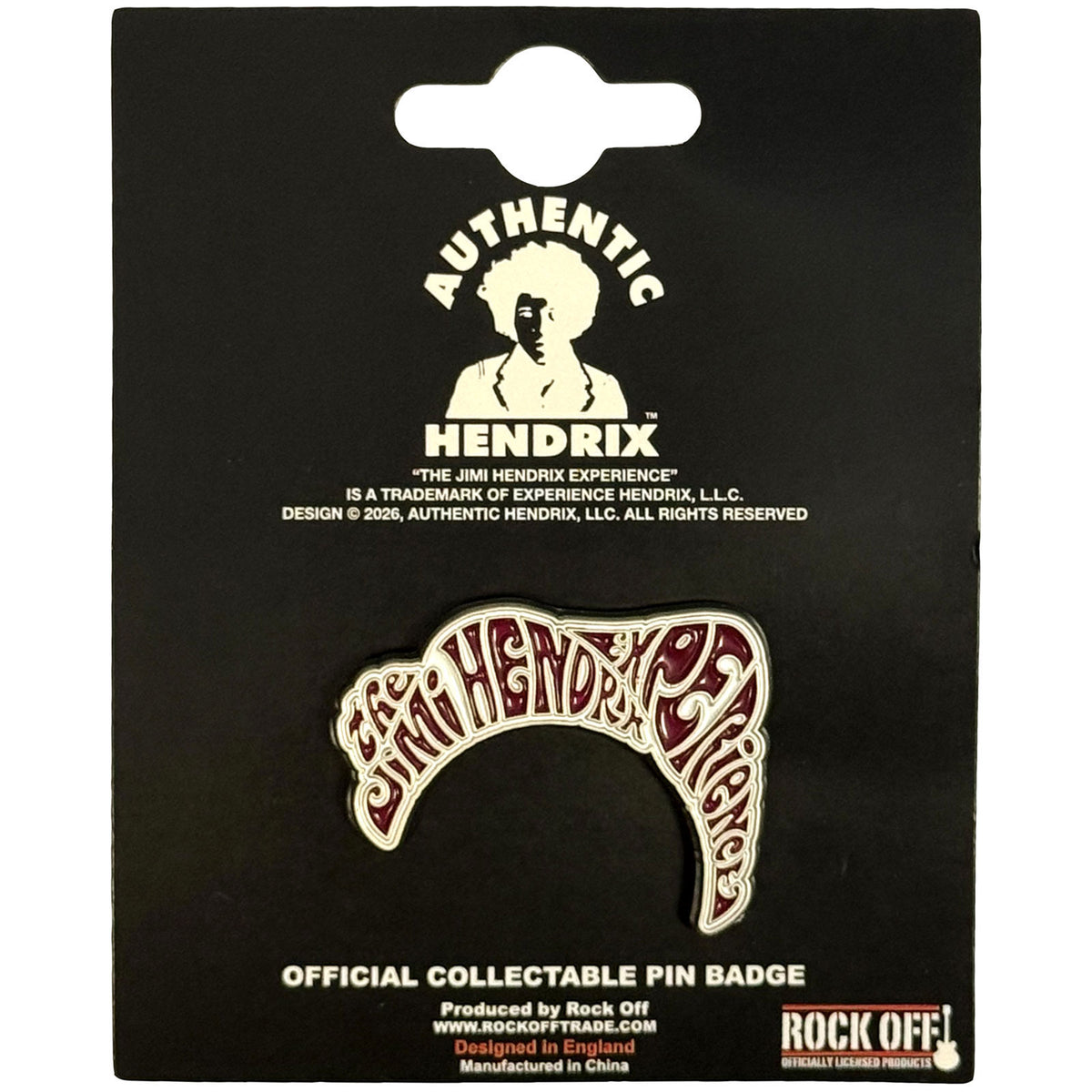 Jimi Hendrix Swirl Logo Pewter Pin Badge Front