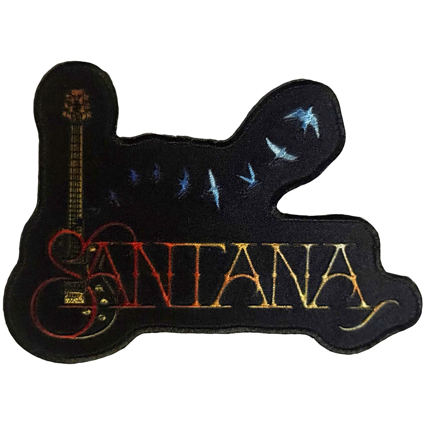 Santana Guitar & Birds Woven Patch Front