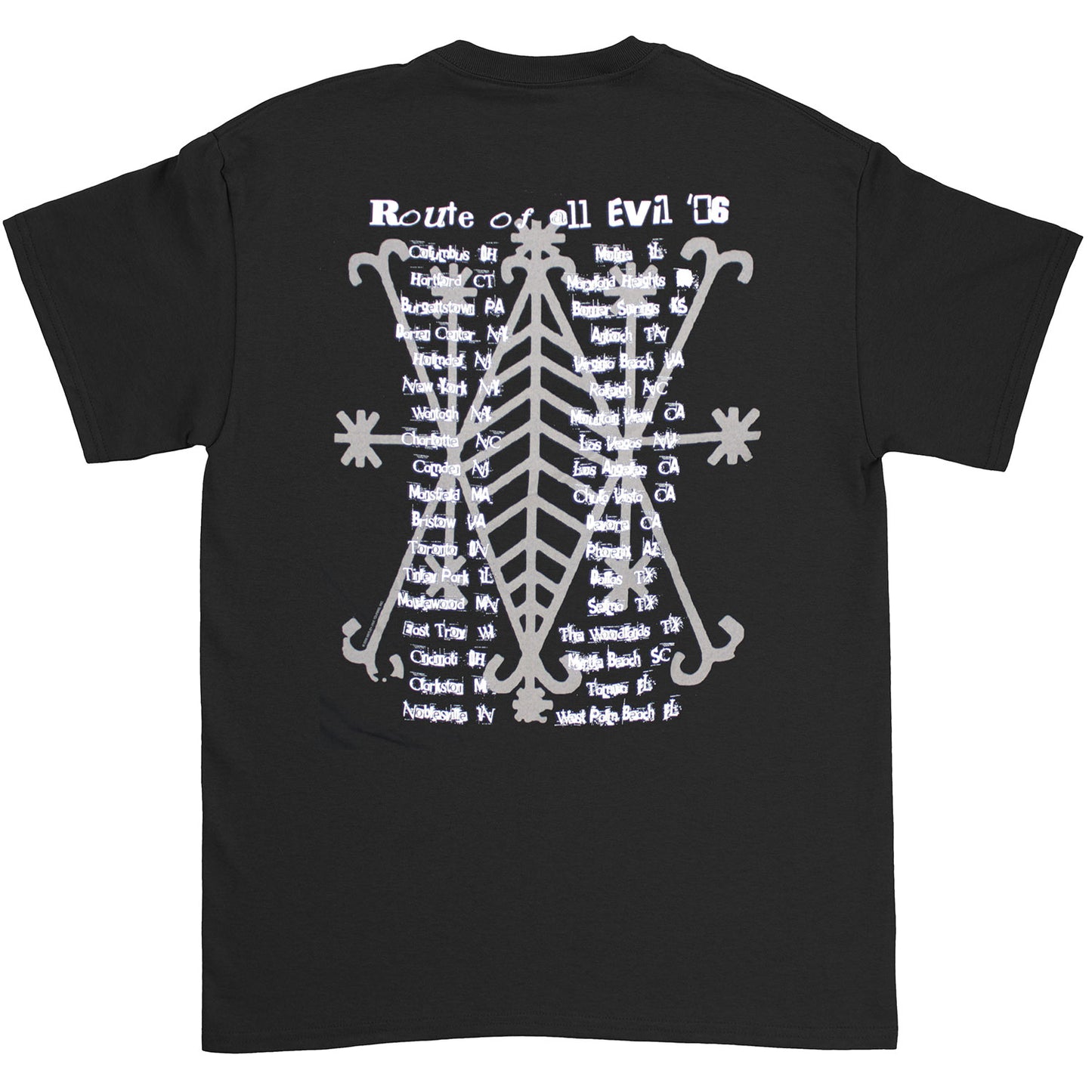 Motley Crue Route Of All Evil Tour 2006 T-shirt Back