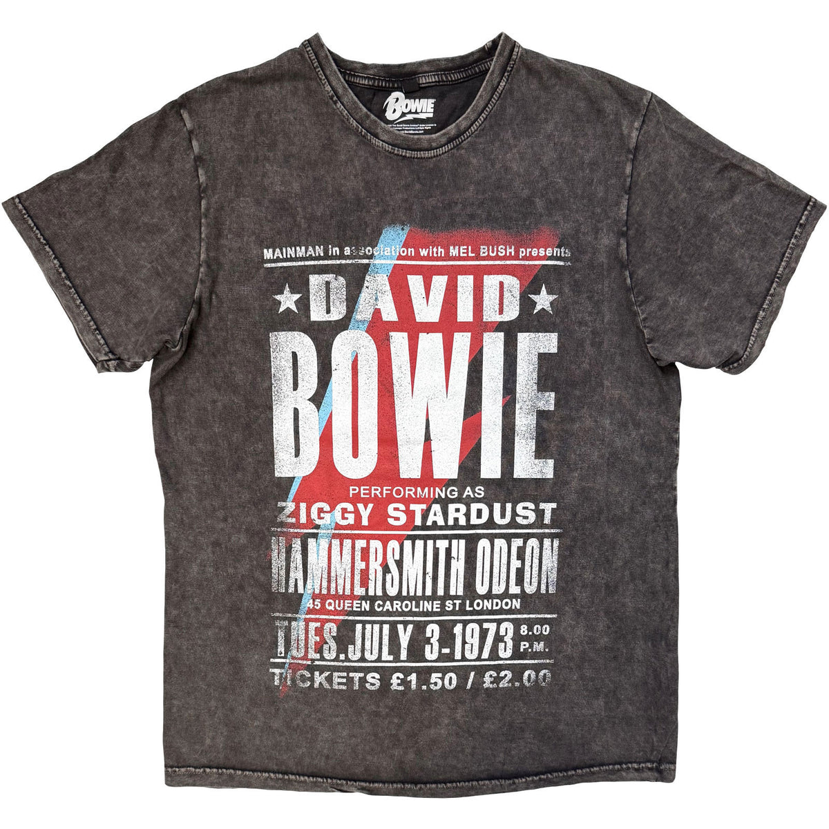 David Bowie Hammersmith Odeon Dip Dye & Wash T-shirt Front