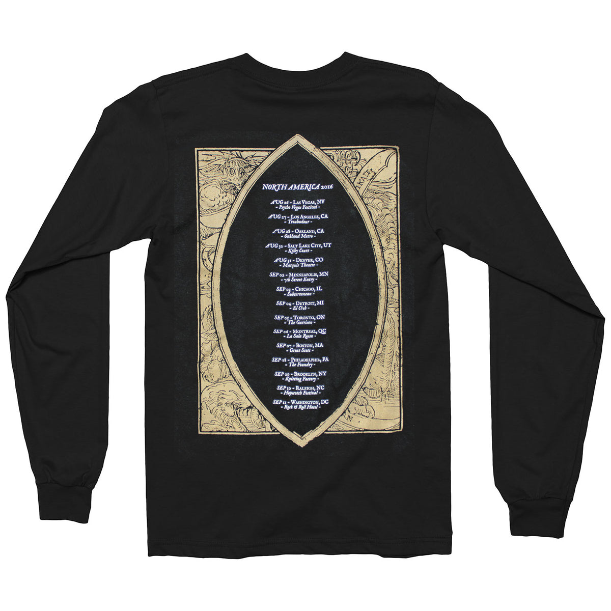 Tribulation 2016 North America Summer Tour T-shirt Back