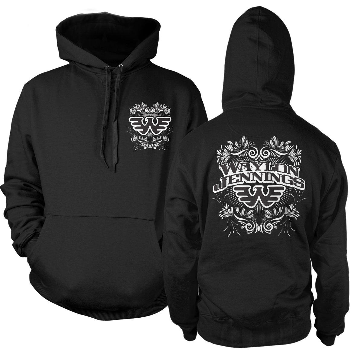 Waylon Jennings Pocket Art Hooded Sweatshirt Front