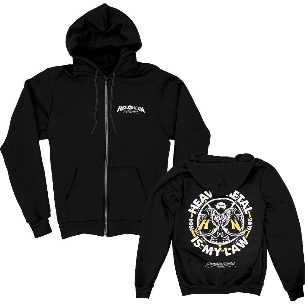 Helloween Heavy Metal Law Zippered Hooded Sweatshirt Front