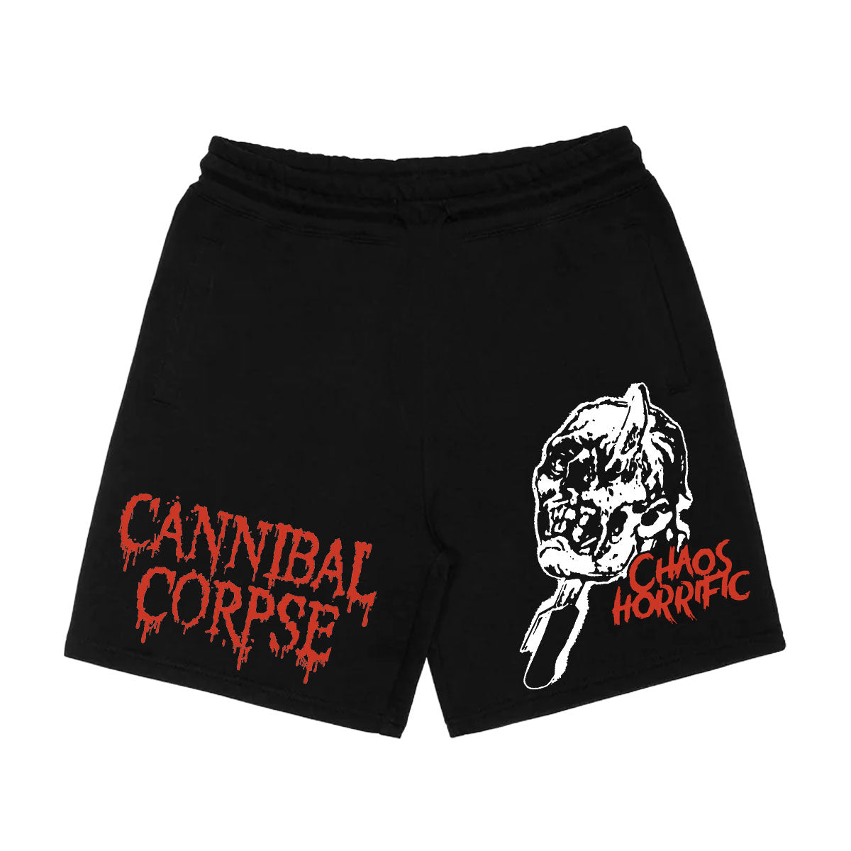 Cannibal Corpse Ice Pick Skull Russell Athletic Cotton Gym Shorts Front