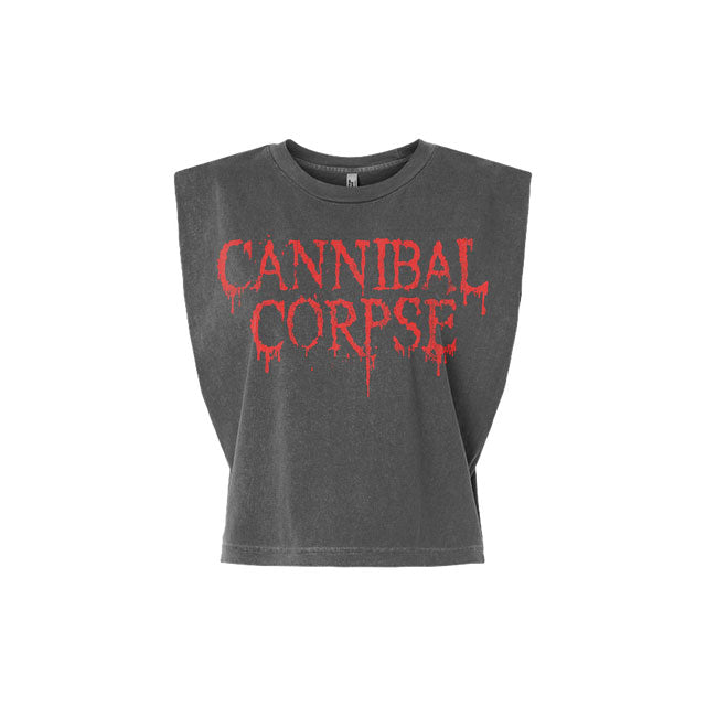 Cannibal Corpse Logo Garment Dyed Crop Top Womens Tank Front