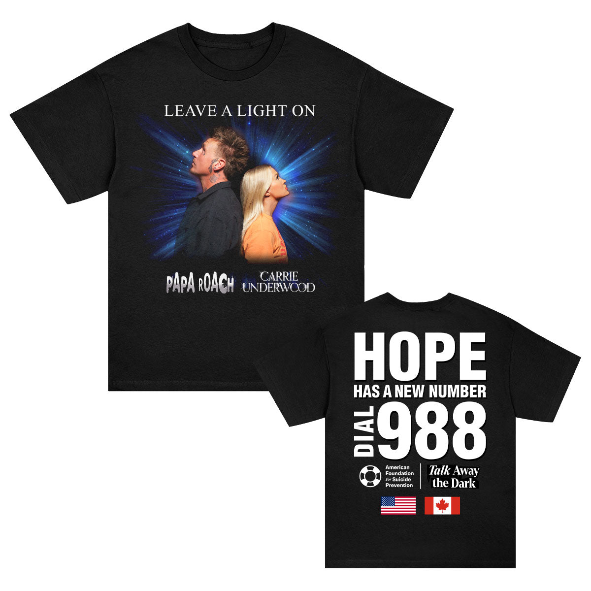 Papa Roach & Carrie Underwood Leave A Light On Charity T-shirt Front
