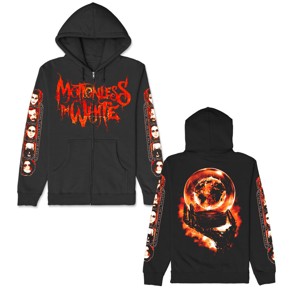Motionless In White Earth Embers Zippered Hooded Sweatshirt Front