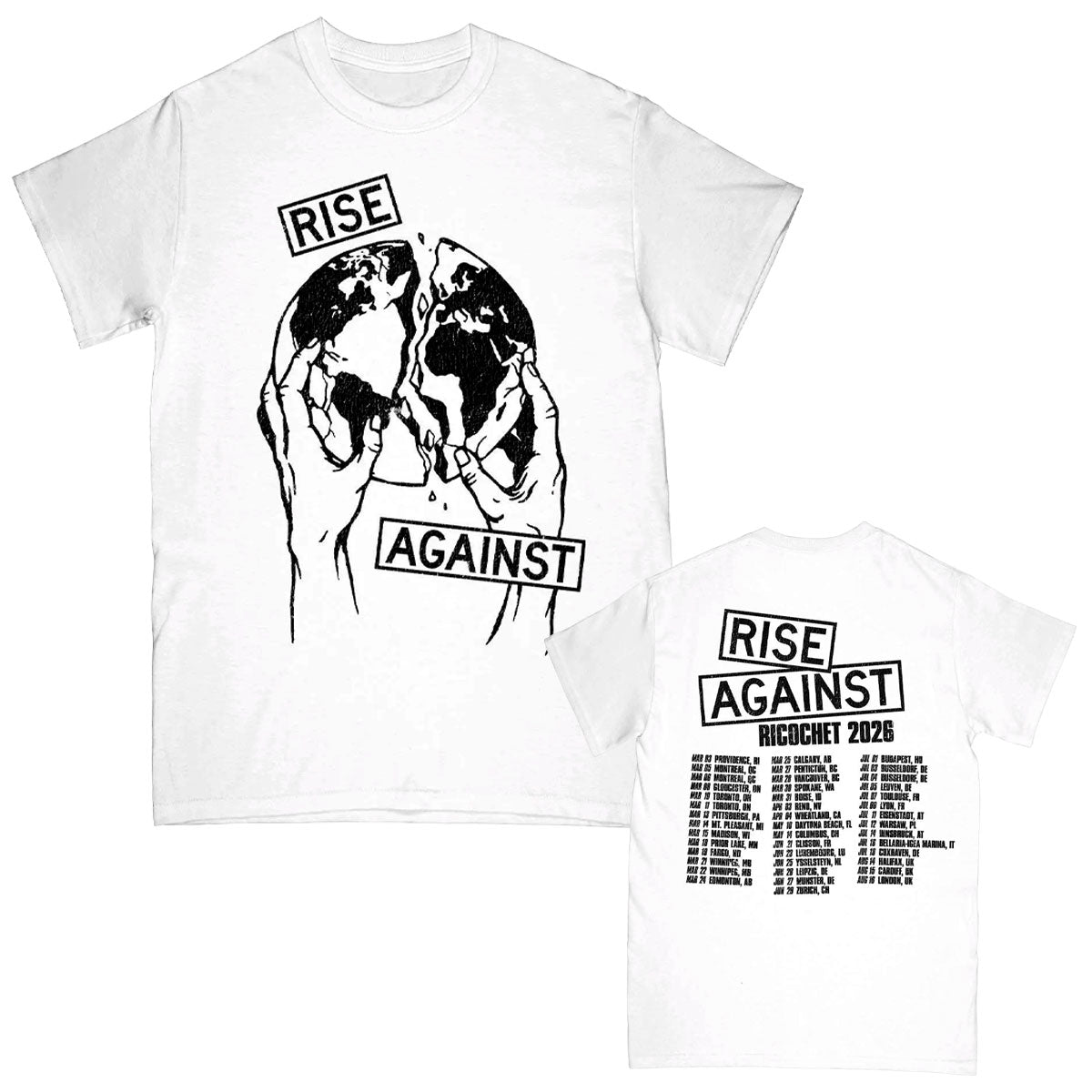 Rise Against Gripping Globe Tour 2026 T-shirt Front