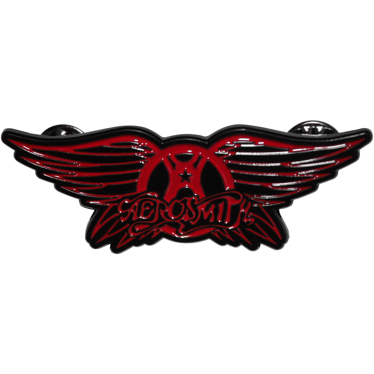 Aerosmith Red Wings Pewter Pin Badge Front