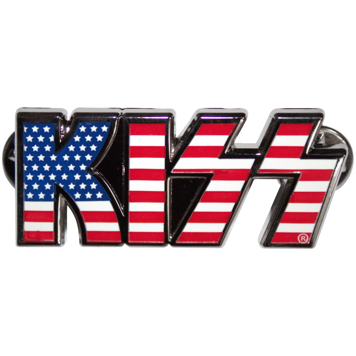 KISS Usa Logo Pewter Pin Badge Front
