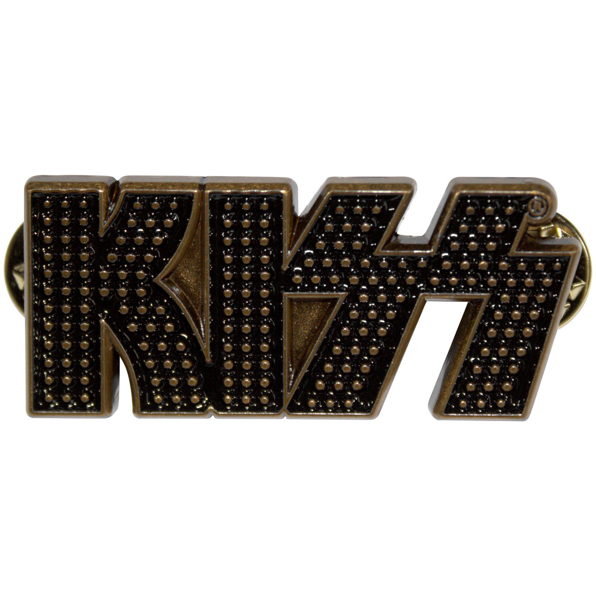 KISS Gold Dots Logo Pewter Pin Badge Front
