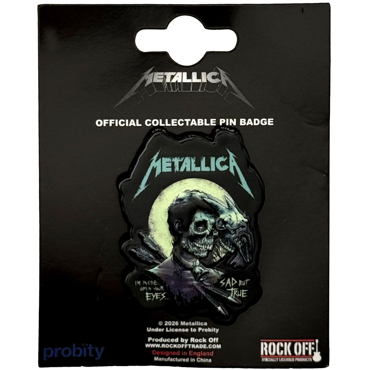 Metallica Sad But True Pewter Pin Badge Front