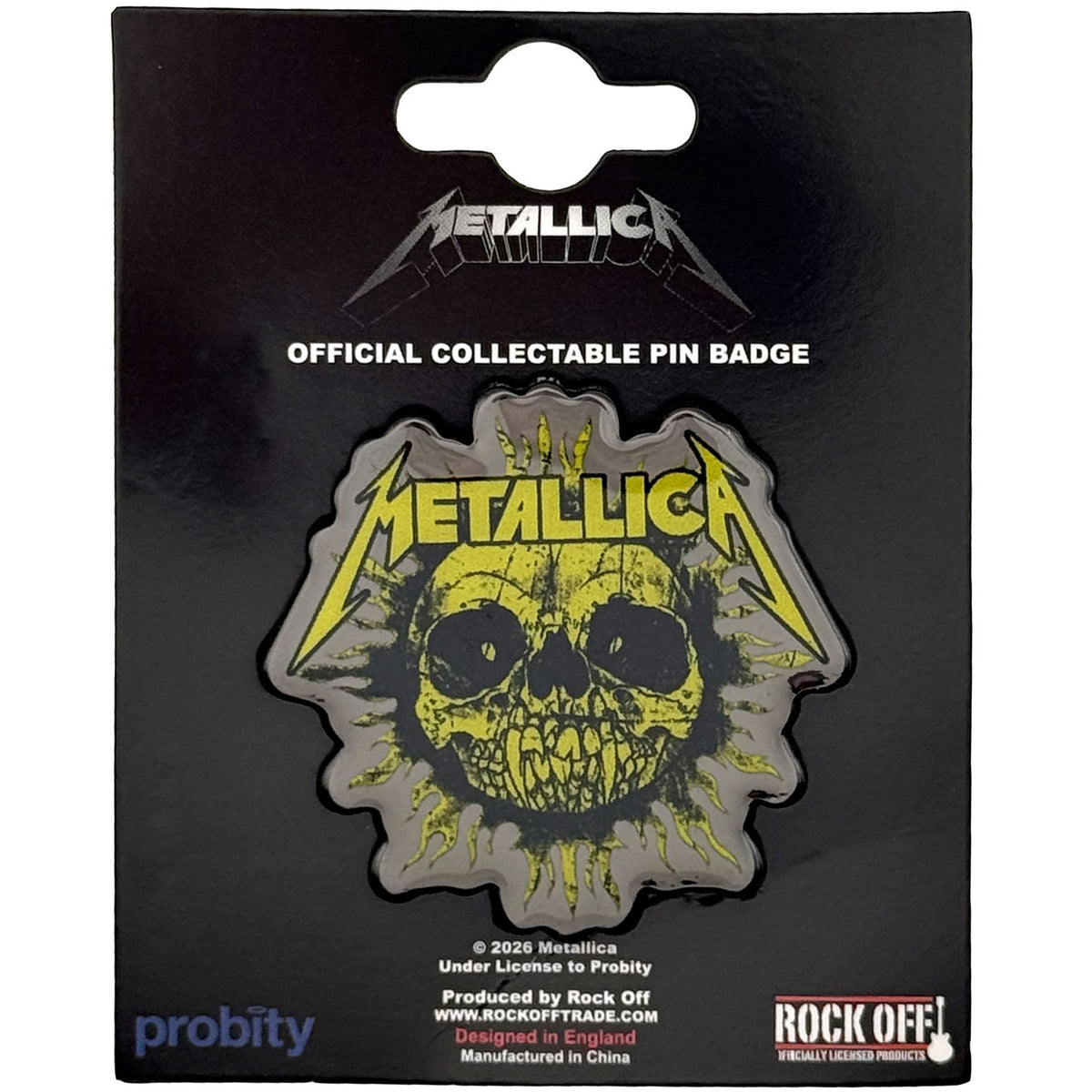 Metallica Sun Mono Pewter Pin Badge Front