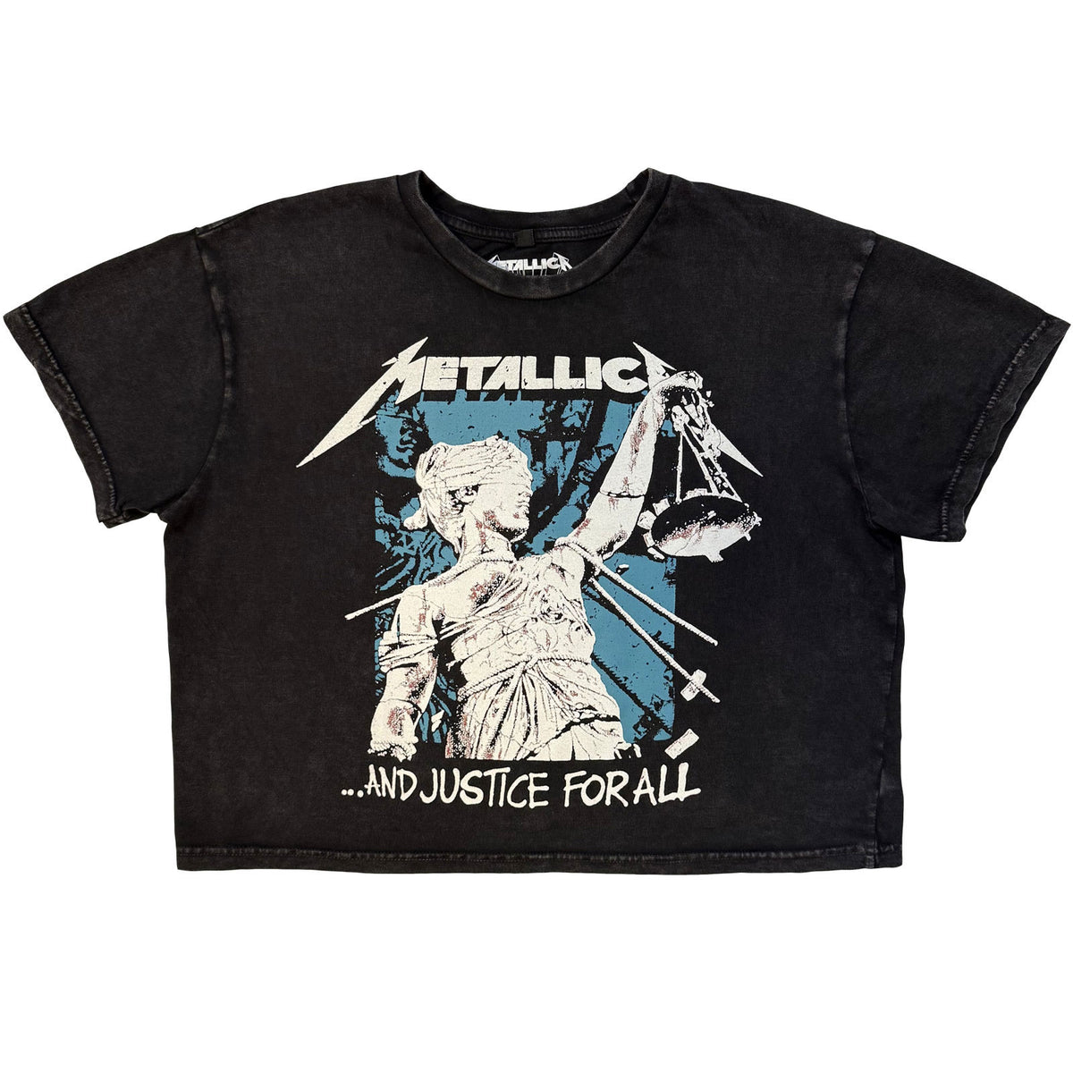 Metallica Justice Squares Crop Top Girls Jr Front