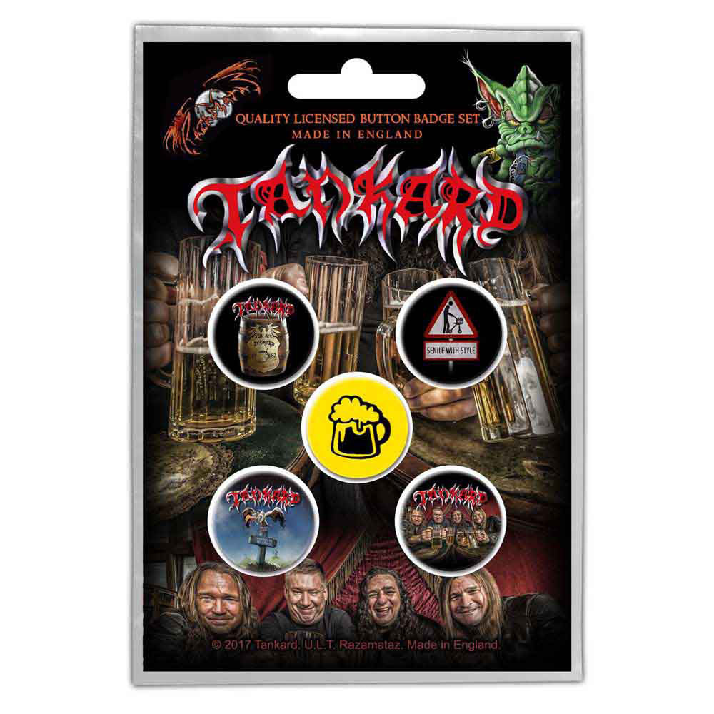 Tankard One Foot In The Grave Pewter Pin Badge Front