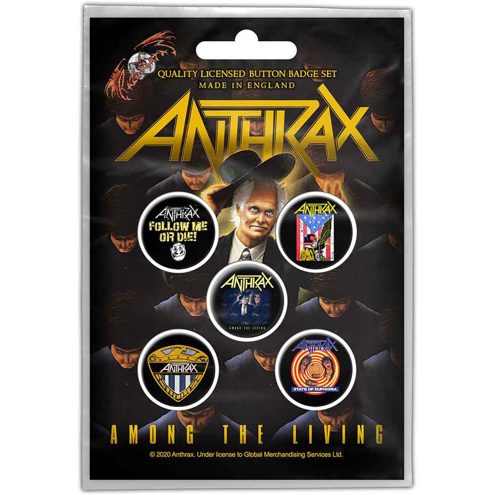 Anthrax Among The Living Pewter Pin Badge Front