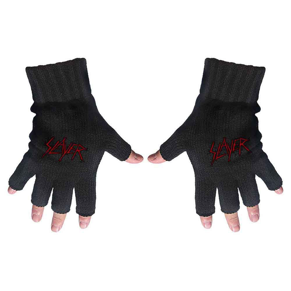 Slayer Scratched Logo Knit Gloves Front