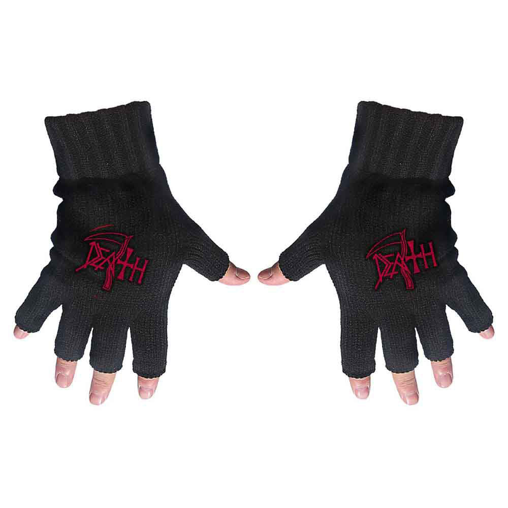 Death Logo Knit Gloves Front
