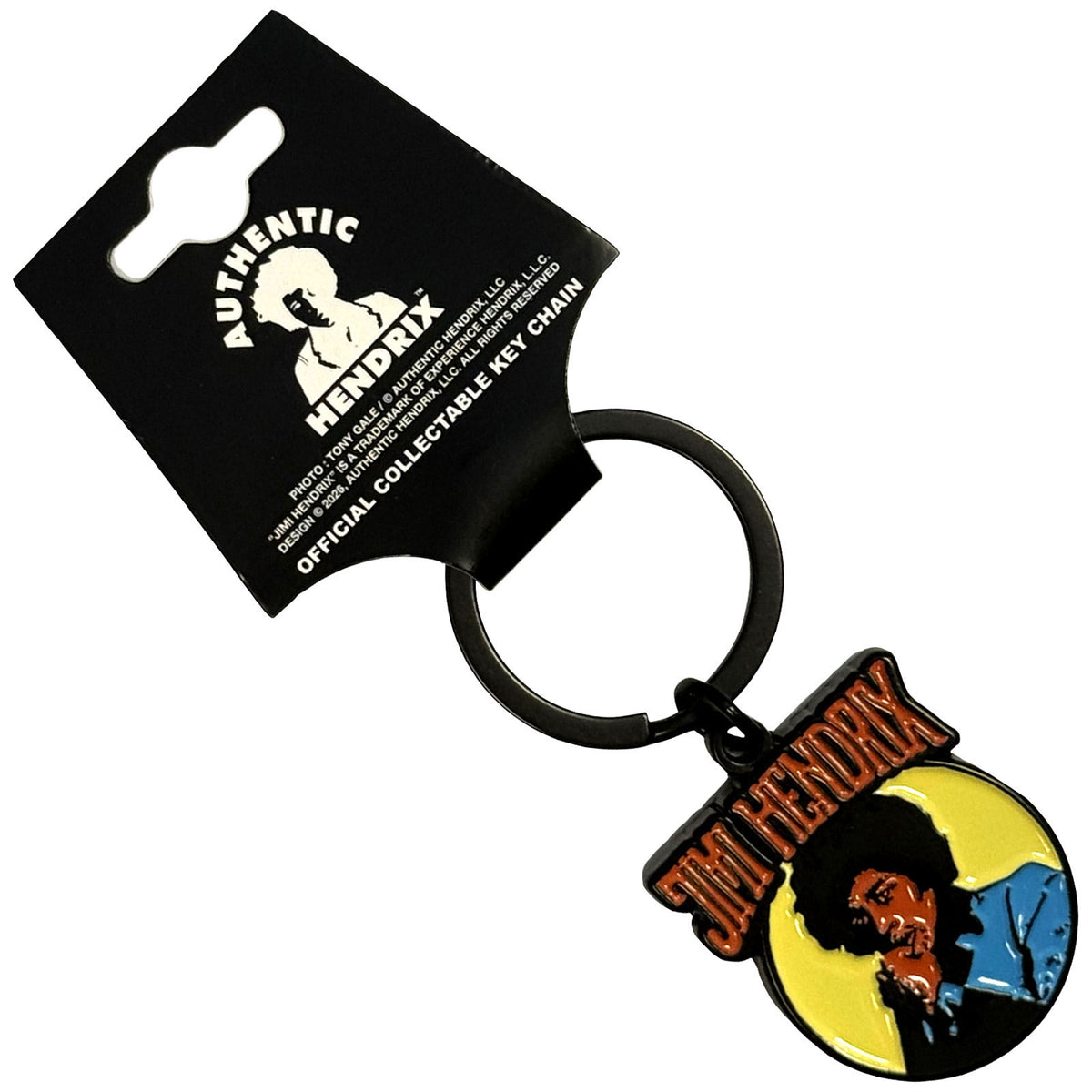 Jimi Hendrix Vintage Circle Metal Key Chain Front