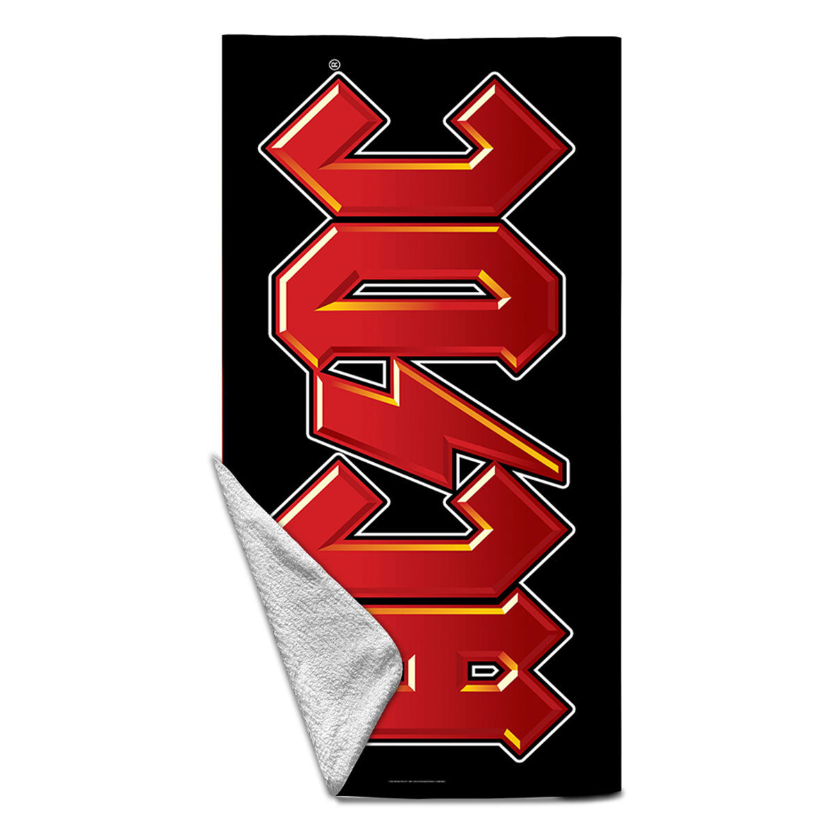 AC/DC Logo Black Beach Towel Front