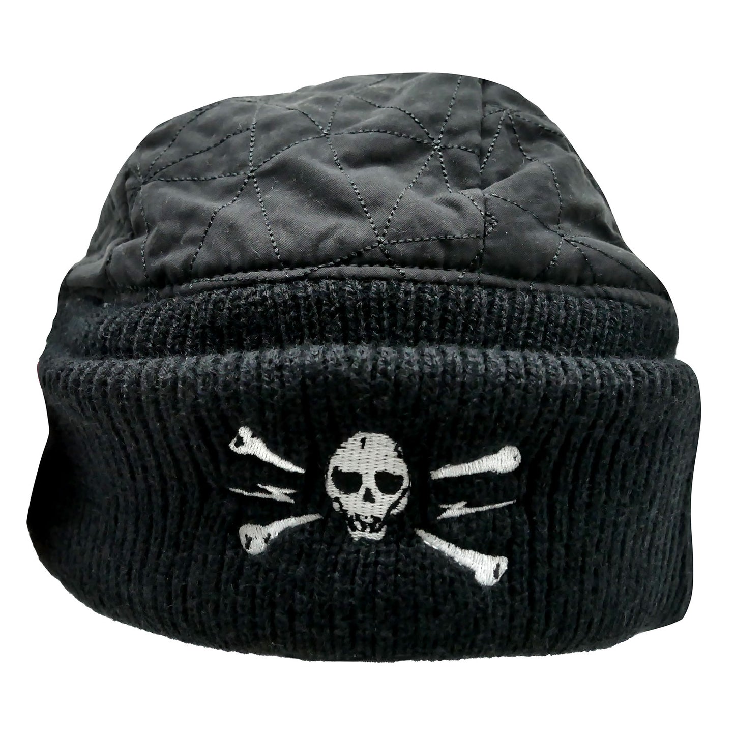 The Clash Skull & Crossbones Quilted Cap with Knitted Bill Quilted Visor Cap