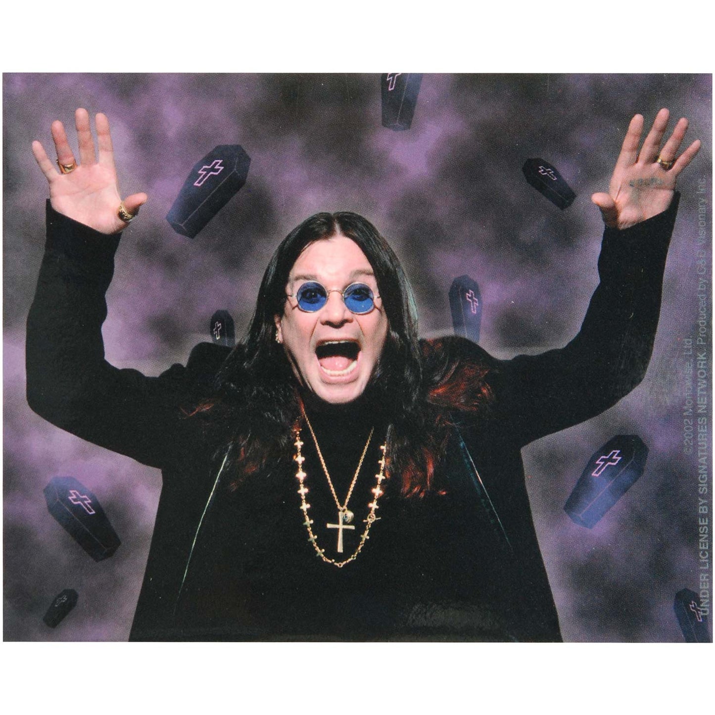 Ozzy Osbourne Ozzy Screaming Photo With Coffins In Background (5" X 4") Sticker Front