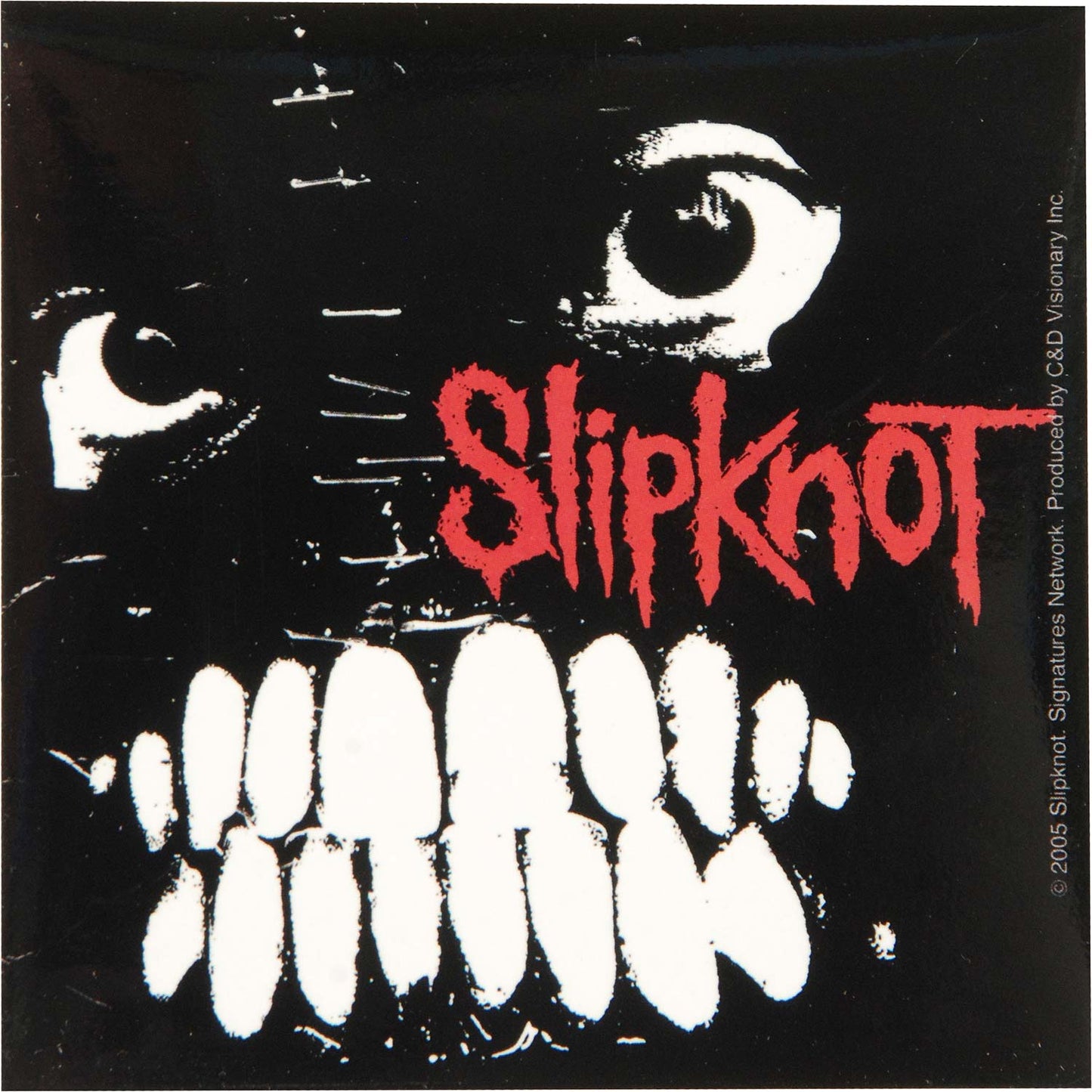Slipknot Mask With Teeth Logo (4" x 4") Sticker Front