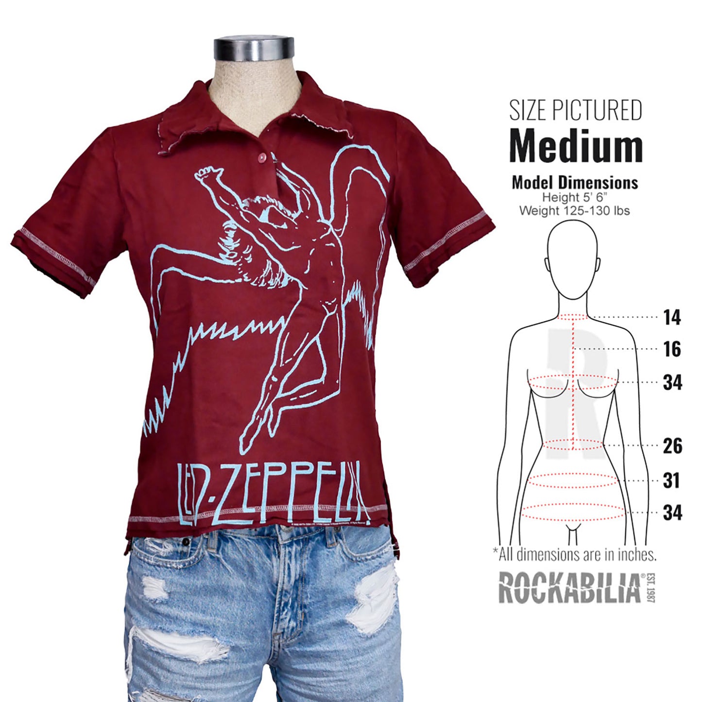 Led Zeppelin Swan Girls Jr Polo Shirt Alt 3