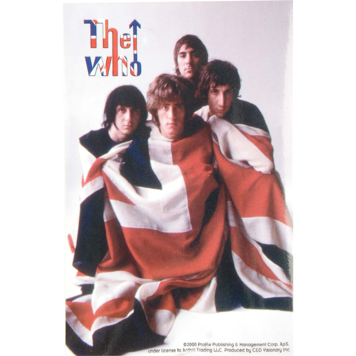 Who Group Wrapped With British Flag Photo (4.5" x 3") Sticker Front