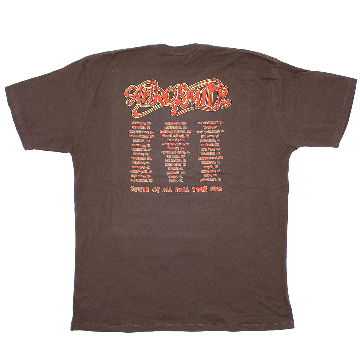 Aerosmith Route Of All Evil Highway Sign Logo With Old Guitar/Tour 2006 USA & Canada T-shirt Back