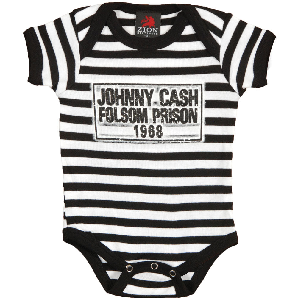 Johnny Cash Folsom Prison 1968 Striped Bodysuit Front
