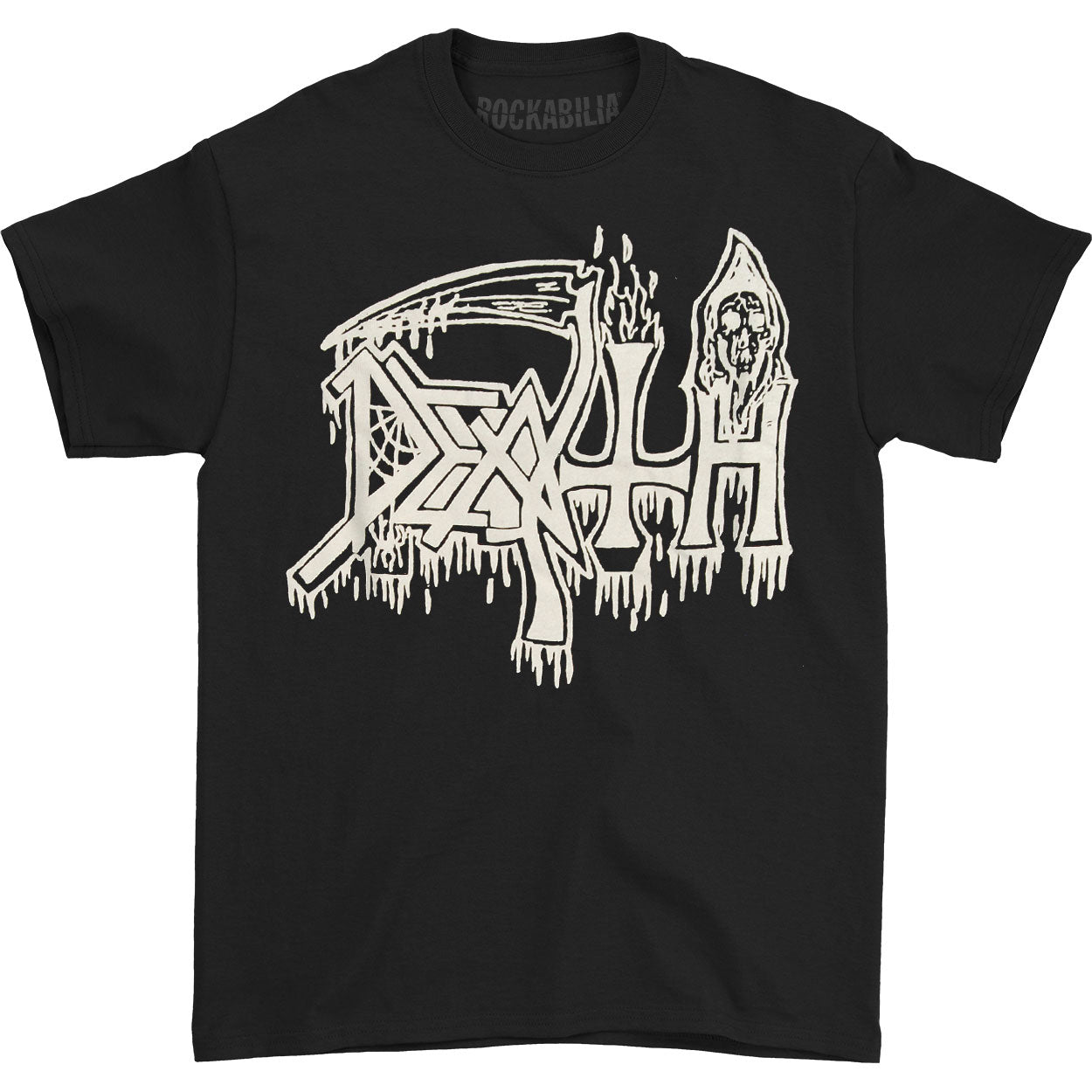 Death Classic Logo (White on Black) T-shirt Front