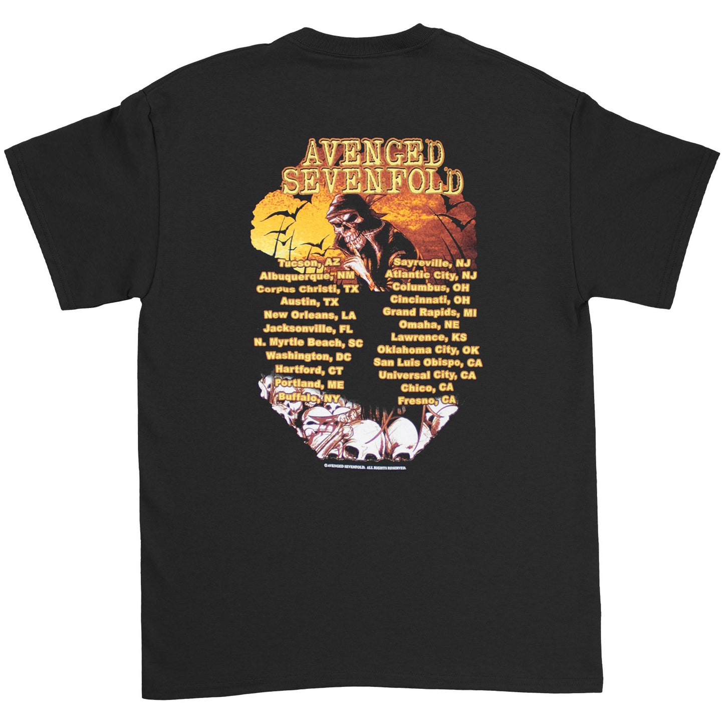 Avenged Sevenfold Original 2005 Tour Concert T-shirt Back