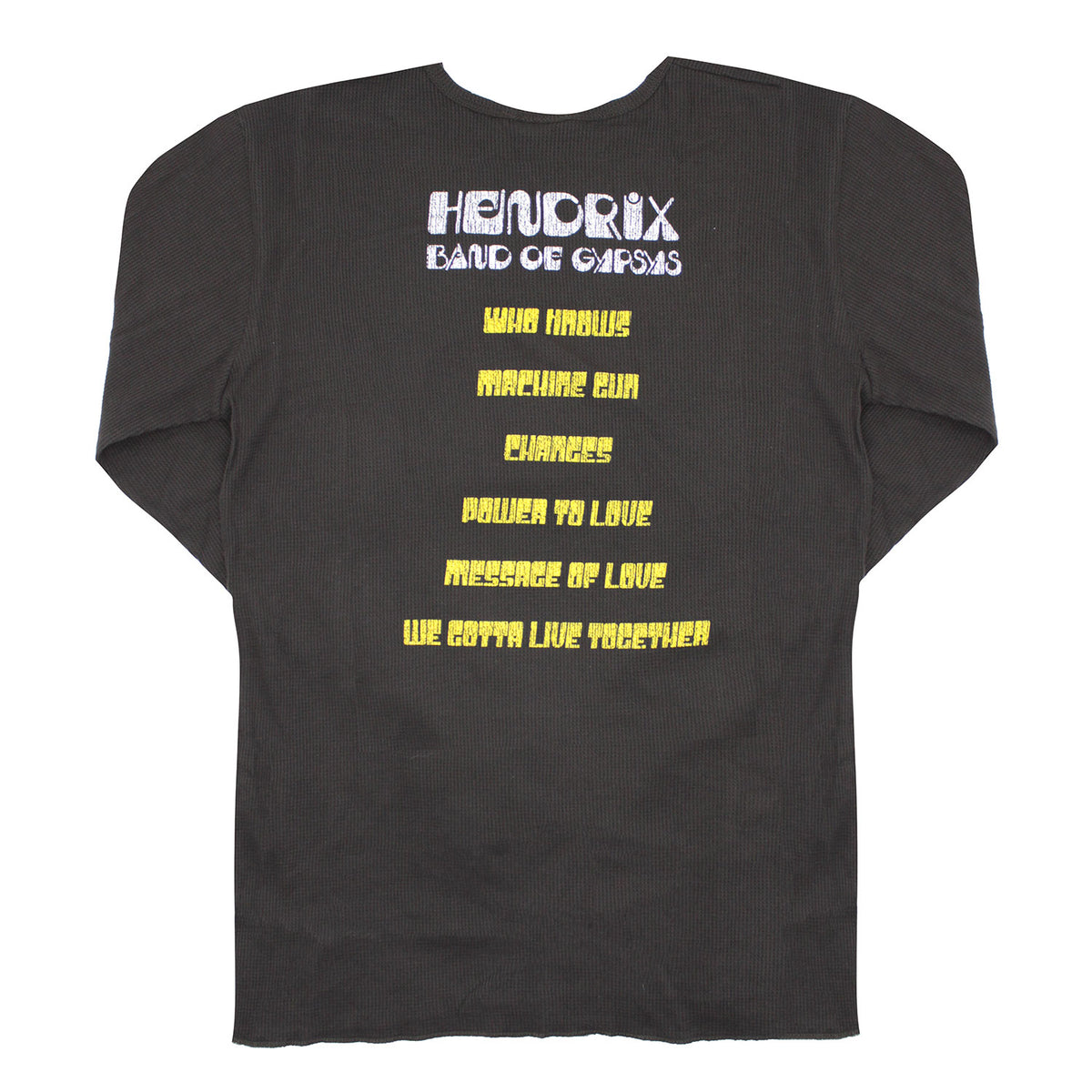 Jimi Hendrix Distressed Band Of Gypsys/Band Of Gypsys Track Listing Thermal Long Sleeve Back