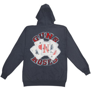 Guns N Roses Playing Cards, Dual Pistols & Roses Zippered Hooded Sweatshirt Back