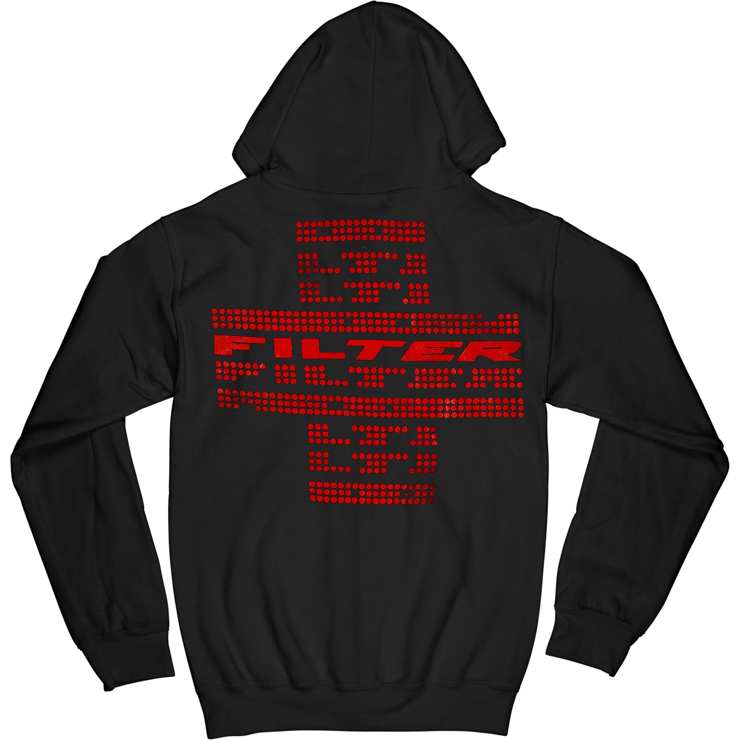 Filter Red Cross Dots Zippered Hooded Sweatshirt Back