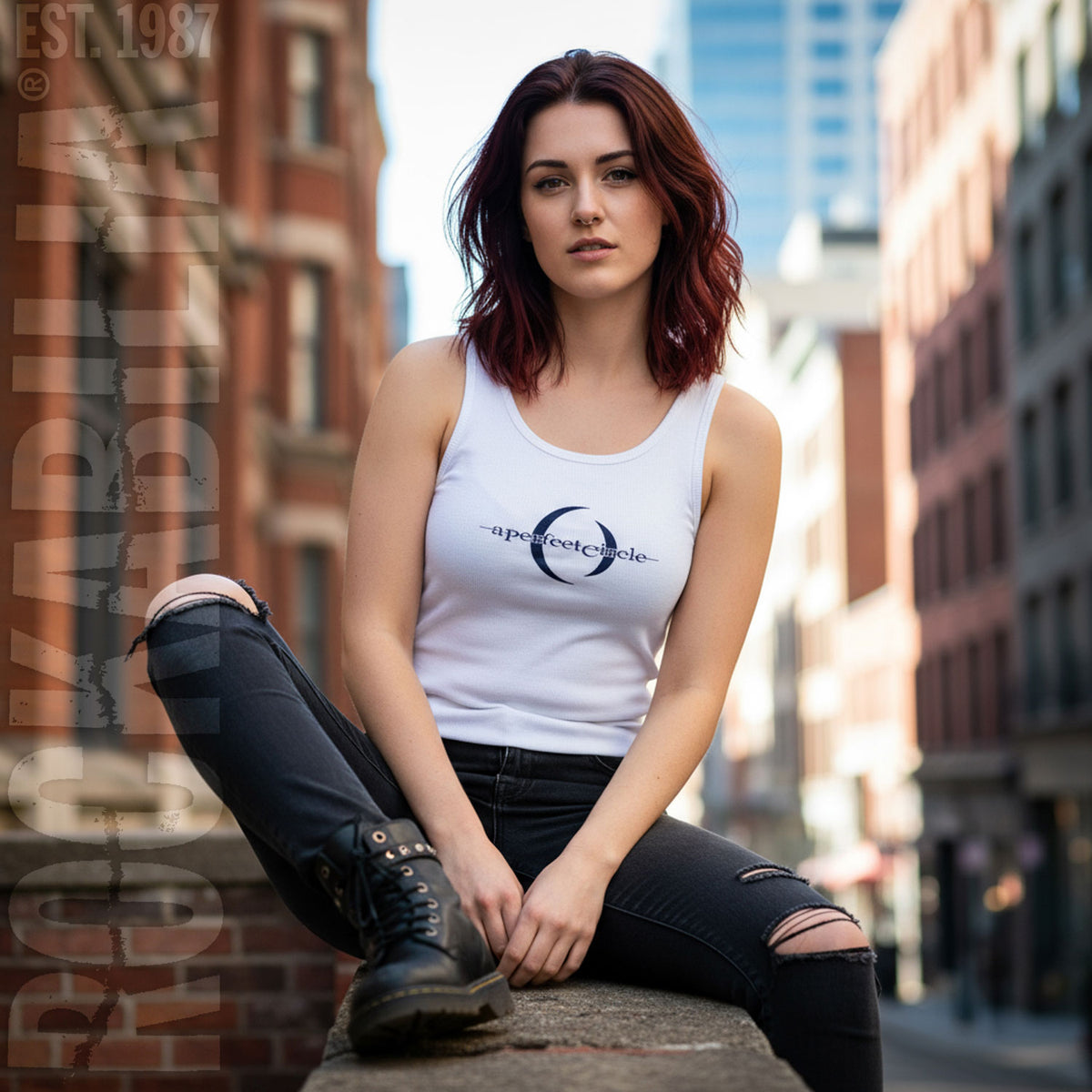 A Perfect Circle Logo On White Womens Tank Alt 2