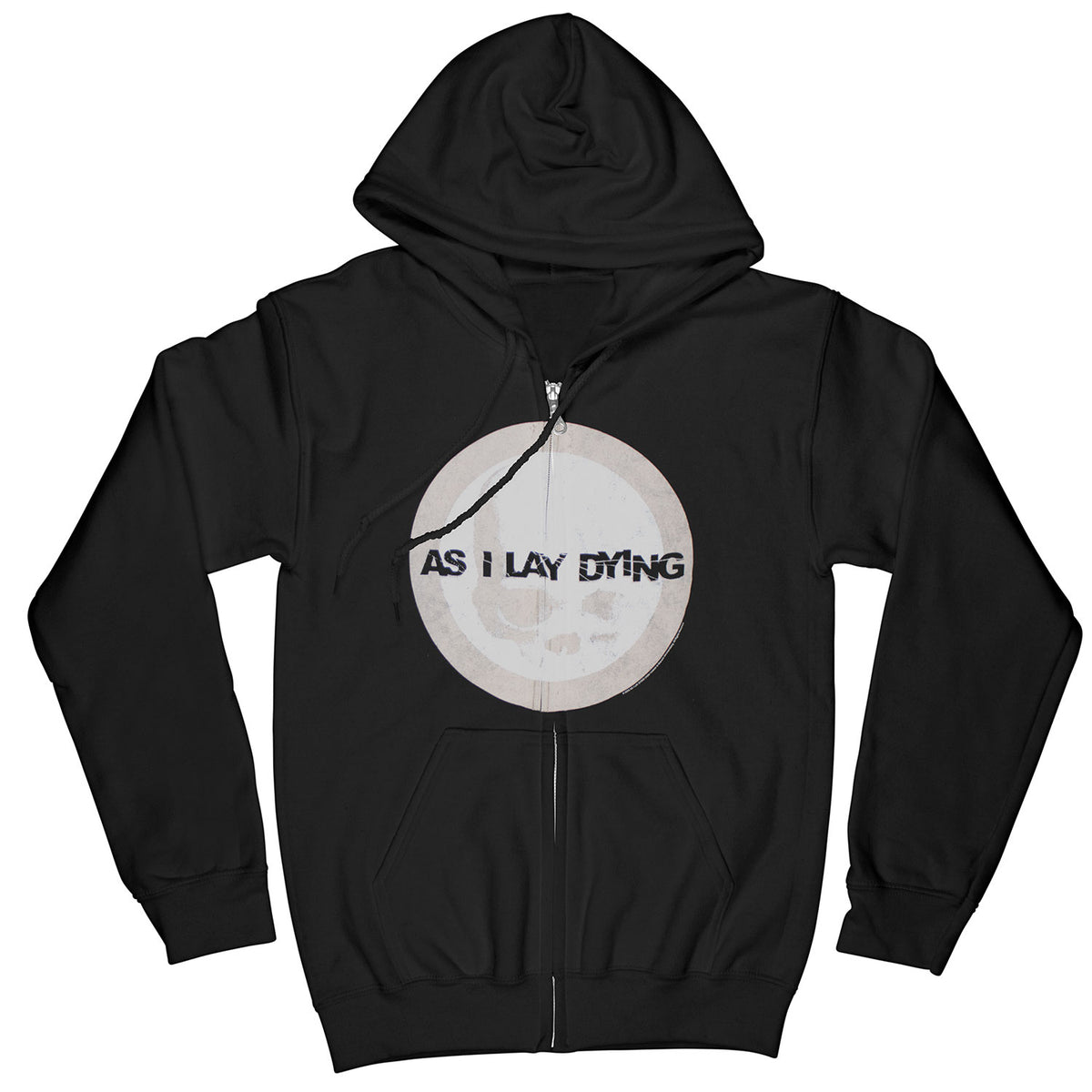 As I Lay Dying Circle Skull Distressed Zippered Hooded Sweatshirt Front