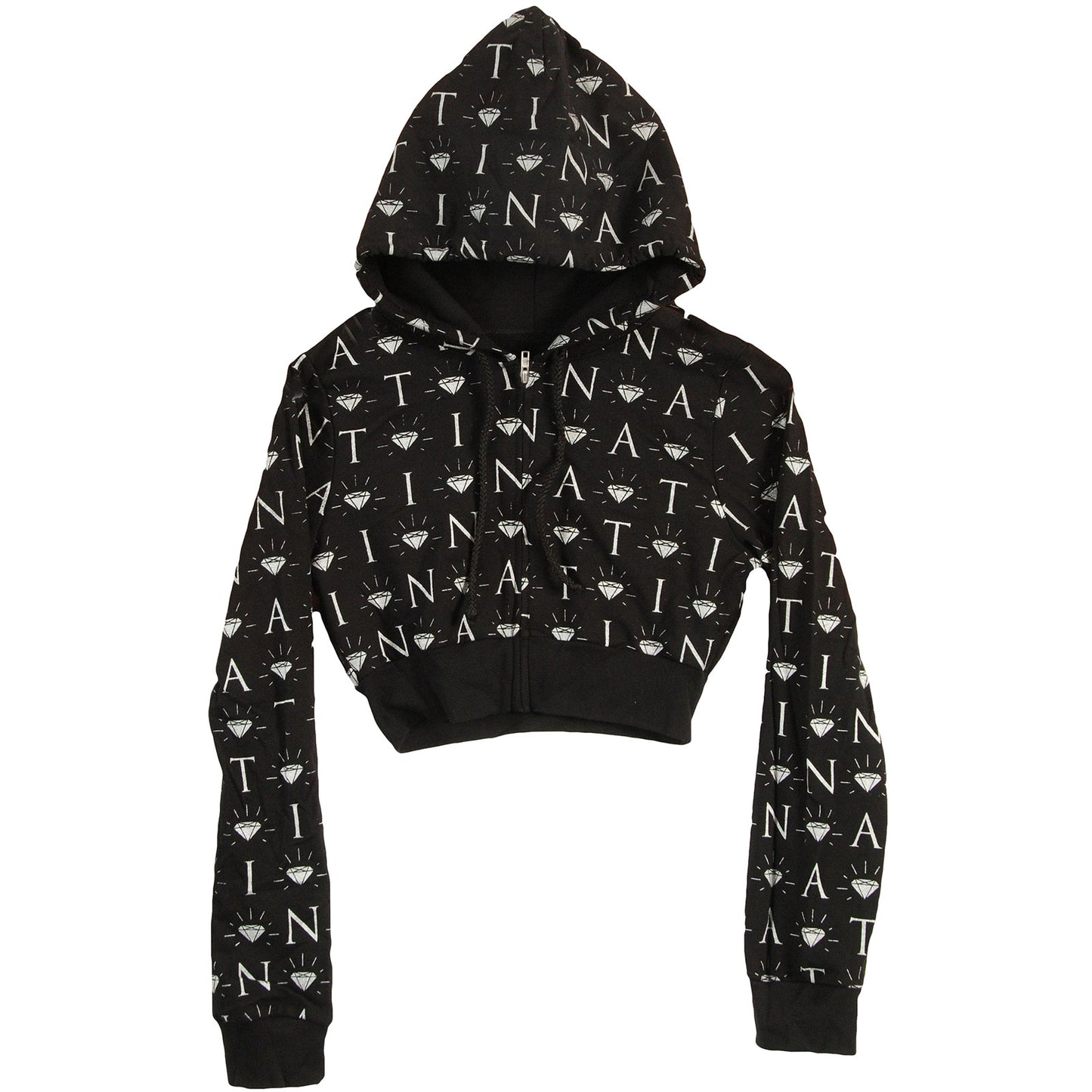 Tina Turner Diamonds Junior Crop-Cut Zip Up Hooded Fleece Girls Jr Hooded Sweatshirt Front