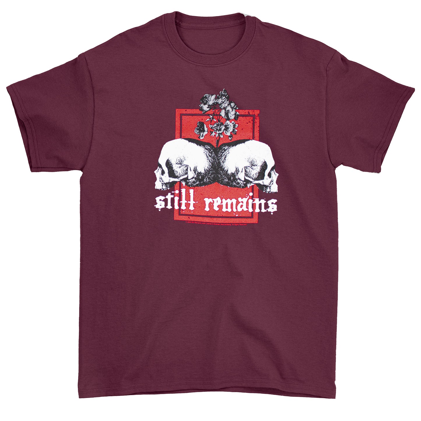 Still Remains Dual Skull Maroon T-shirt Front