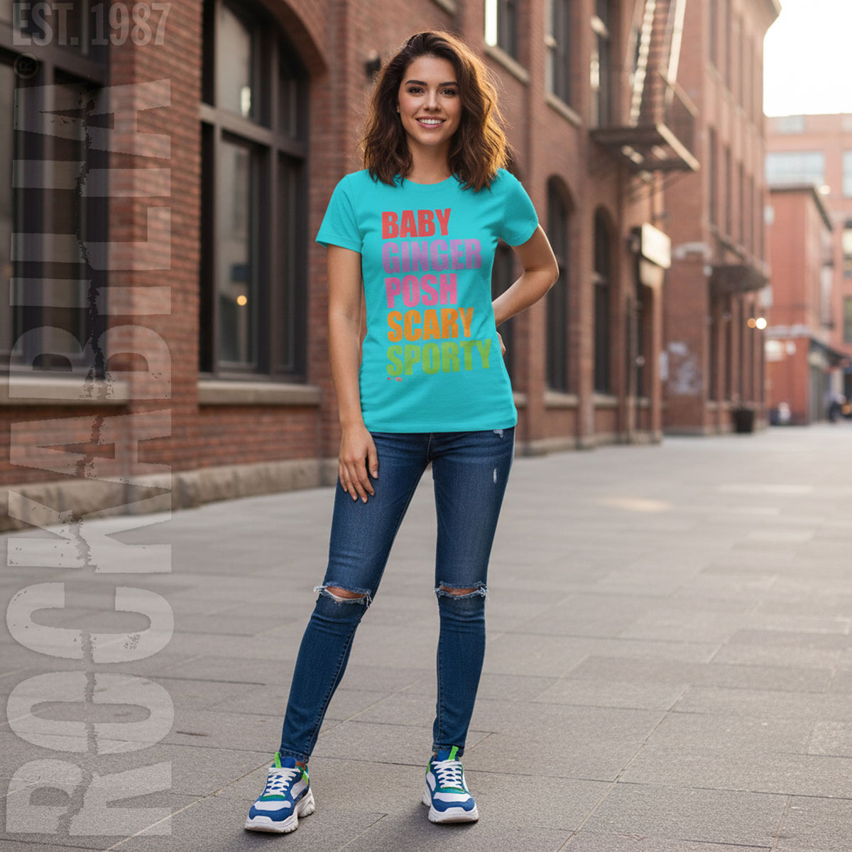 Spice Girls Names Teal Soft Junior Top Alt 2