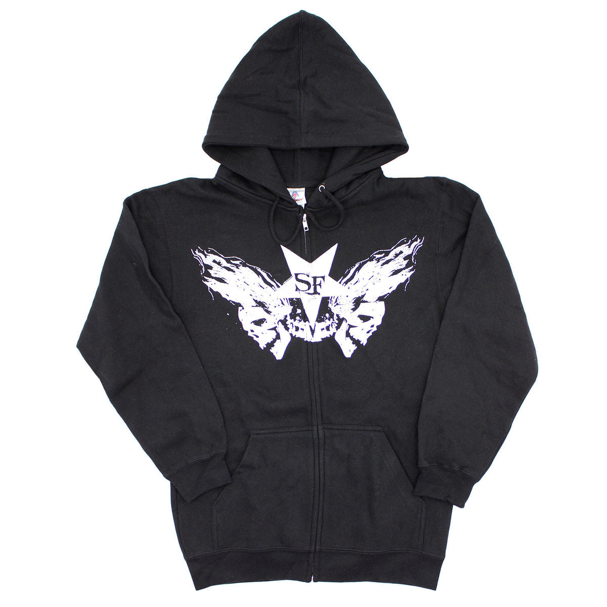 Shadows Fall Dual Skulls Zippered Hooded Sweatshirt Front