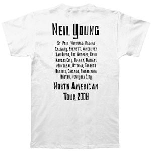 Neil Young Silhouette North America 2008 Tour White Super Soft Tee T-shirt Back