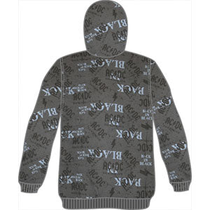 AC/DC Back In Black All Over Print Zippered Hooded Sweatshirt Back